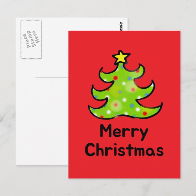 Cartão Postal Feliz Natal Árvore Caprichosa  (Frente/Verso)