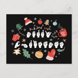 Cartão Postal Feliz Natal - ASL American Sign Language III