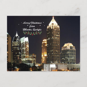 Cartão Postal Feliz Natal, Atlanta, Georgia Skyline