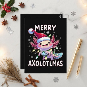 Cartão Postal Feliz Natal Axolotl Luzes Axolotlmas Árvore