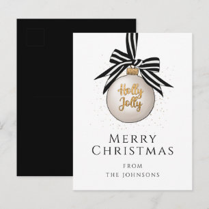Cartão Postal Feliz Natal Bauble Black and White