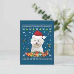 Cartão Postal Feliz Natal Bichons Frise Cachorro Feio