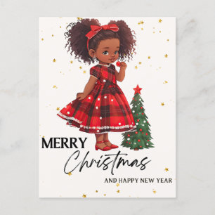 Cartão Postal Feliz Natal Black Girl Magic Melanin Xmas Divertid