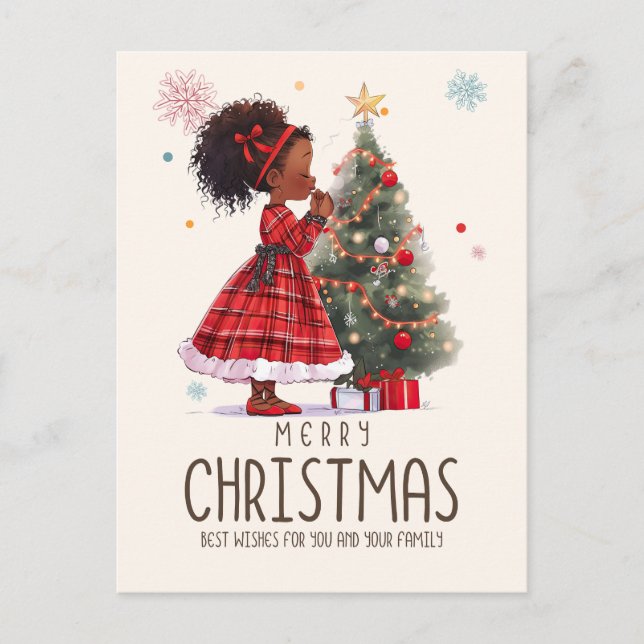 Cartão Postal Feliz Natal Black Girl Magic Melanin Xmas Divertid (Frente)