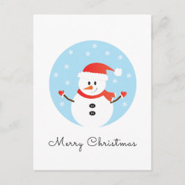Cartão Postal Feliz Natal Boneco de Neve Flocos de Neve