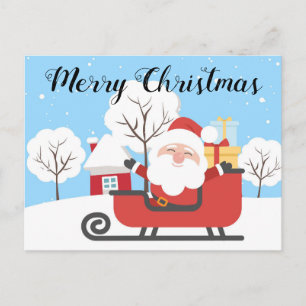 Cartão Postal Feliz Natal, caligrafia moderna, papais noeis engr