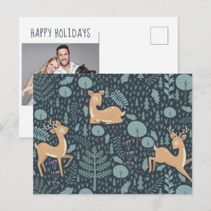 Cartão Postal Feliz Natal Carro-postal de animais de madeira f