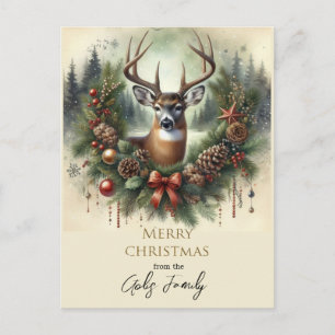 Cartão Postal Feliz Natal Cervo Feriado 