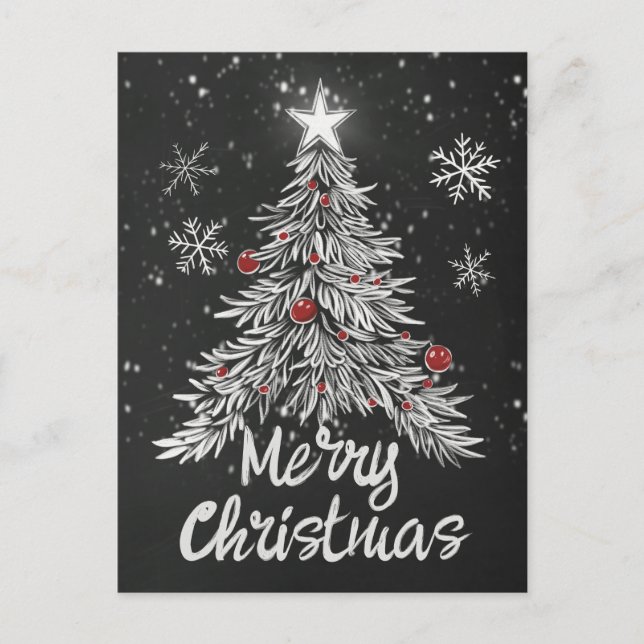 Cartão Postal Feliz Natal Chalkboard Rustic Home Decor (Frente)
