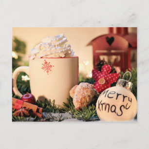 Cartão Postal Feliz Natal Chocolate Quente Postcard de Natal