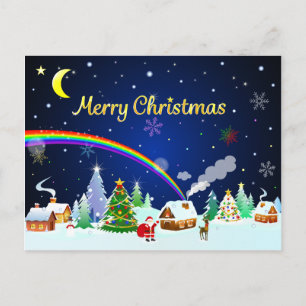 Cartão Postal Feliz Natal com Crescent Moon