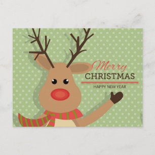 Cartão Postal Feliz Natal com Rudolph