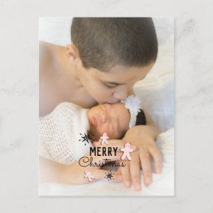 Cartão Postal Feliz Natal Cookie Gingerbird Foto