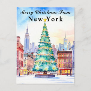 Cartão Postal Feliz Natal da Árvore de Natal de Nova York