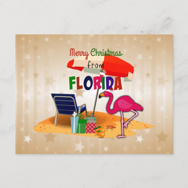 Cartão Postal Feliz Natal da Flórida (Frente)