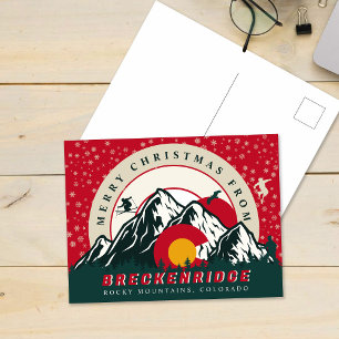 Cartão Postal Feliz Natal De Breckenridge Colorado Skiing