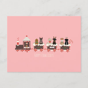 Cartão Postal Feliz Natal de Cachorro Comboio
