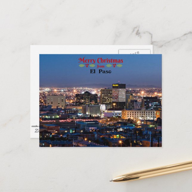 Cartão Postal Feliz Natal de El Paso (Frente/Verso In Situ)