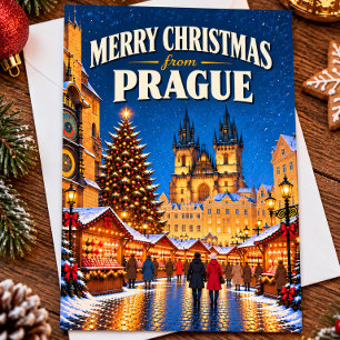 Cartão Postal Feliz Natal de Praga Antigo Tcheco