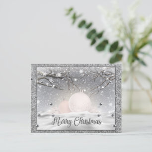 Cartão Postal Feliz Natal de Silver Elegante, Feliz Feriado