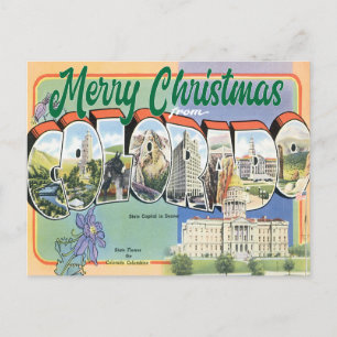 Cartão Postal Feliz Natal do Colorado, estilo vintage