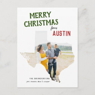 Cartão Postal Feliz Natal do Texas One Photo