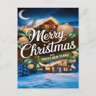 Cartão Postal Feliz Natal e Ano Novo Brilhante