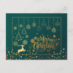 Cartão Postal Feliz Natal Elegante, Férias Felizes