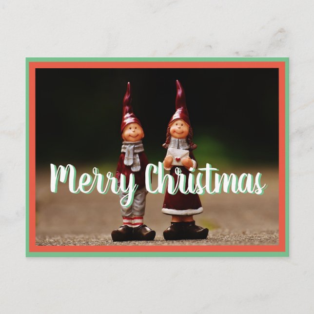 Cartão Postal Feliz Natal elfos do pólo norte postcrossing (Frente)