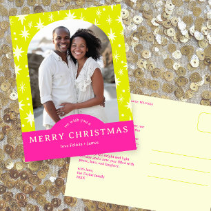 Cartão Postal FELIZ NATAL Estrelas Festa PERSONALIZADO Arco FOTO