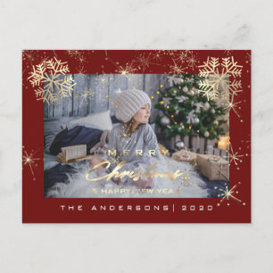 Cartão Postal Feliz Natal Feliz Ano Dourado Foto da Marinha de N