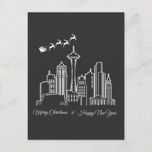 Cartão Postal Feliz Natal Feliz Ano Novo Seattle Washington