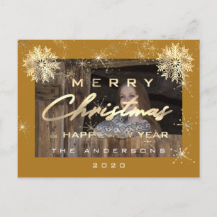 Cartão Postal Feliz Natal Feliz Novo Ano Foto de Flocos de Neve