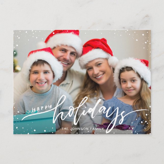 Cartão Postal Feliz Natal Feriados Modernos FOTO Saudação de Nat (Frente)