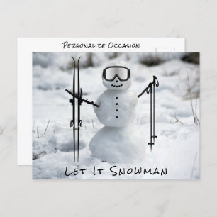 Cartão Postal Feliz Natal Férias da Viagem de Esqui na Descida d