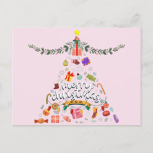 Cartão Postal Feliz Natal Festivo Tudo Árvore de Natal