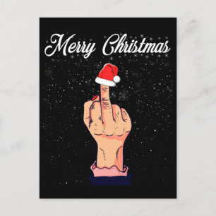 Cartão Postal Feliz Natal Finger Rude Xmas Feia