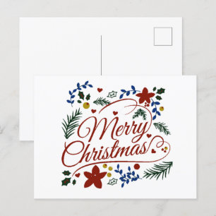 Cartão Postal Feliz Natal Floral