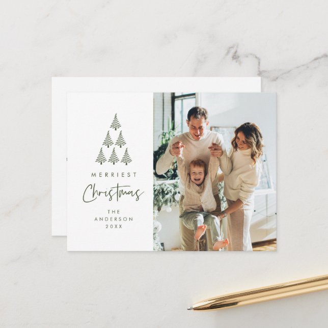 Cartão Postal Feliz Natal, Foto da Família da Árvore de Natal (Frente/Verso In Situ)