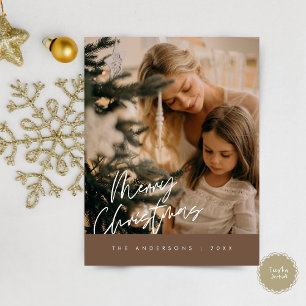 Cartão Postal Feliz Natal - Foto da Família, Marinho Azul