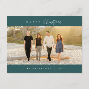 Cartão Postal Feliz Natal, Foto da Família, Minimalista Moderna