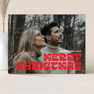 Cartão Postal Feliz Natal - Foto da Família, Na moda Elegante Ch