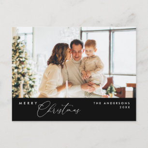 Cartão Postal Feliz Natal - Foto da Família, Romântico Moderno