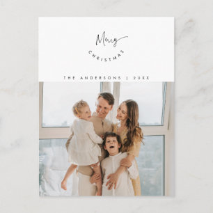 Cartão Postal Feliz Natal, Foto da Família, Script Contemporâneo