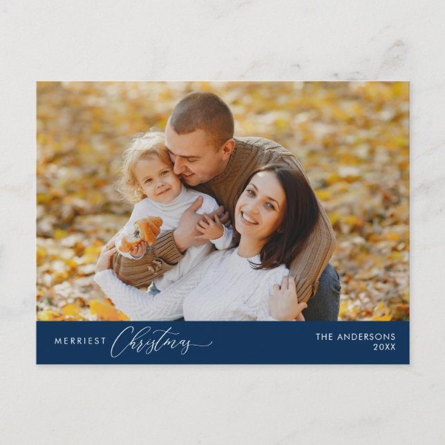 Cartão Postal Feliz Natal Foto de Família, Felicidade de Inverno (Frente)