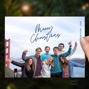 Cartão Postal Feliz Natal Foto de Família, Minimalista Moderna