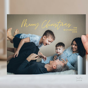 Cartão Postal Feliz Natal Foto de Família Moderno Minimalista