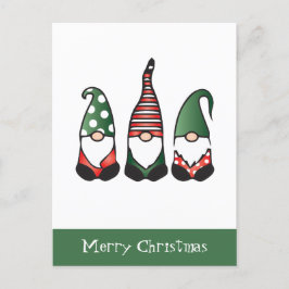 Cartão Postal Feliz Natal Gnomos Vermelhos