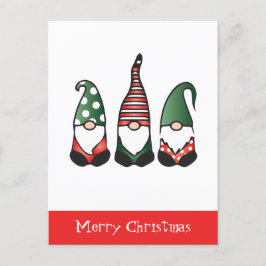 Cartão Postal Feliz Natal Gnomos Vermelhos