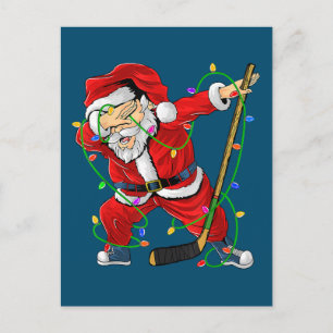 Cartão Postal Feliz Natal Hóquei no Gelo Dabbing Papai Noel